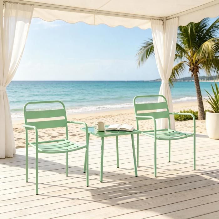 Ensemble de mobilier de jardin moderne salon dextérieur avec deux fauteuils et une table carrée ensemble lounge compact