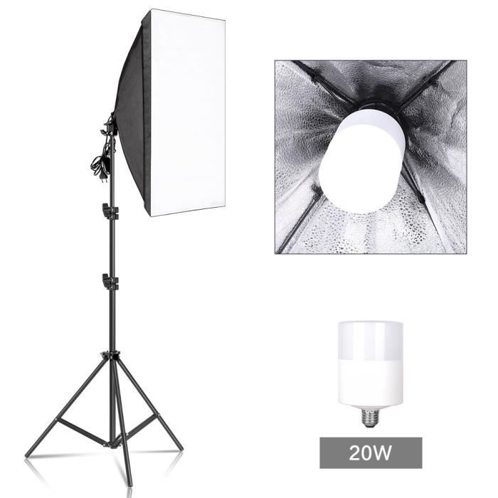 Boîte à lumière pour studio photo AIHONTAI - 50x70cm - kit d'éclairage continu - trépied de 2m - ampoule 20W