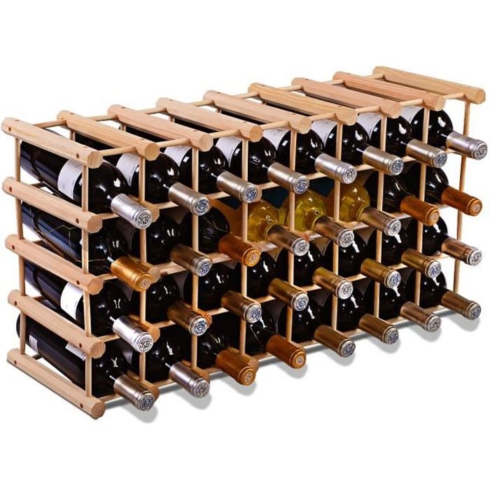 dreamade etagère à bouteille casier à vin porte bouteille avec 4 etagères et 44 emplacements en pin 85x44x24cm couleur du boi