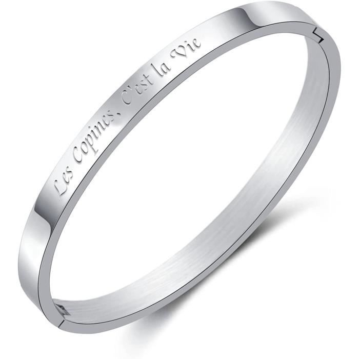 Bracelets Fin en Acier Inoxydable Message Bracelet pour Femme Personnalise d Inspiration d amitie en Argent Bracelet Jonc Pour A45 Achat Vente bracelet gourmette Bracelets Fin en Acier Inoxydable Mess...