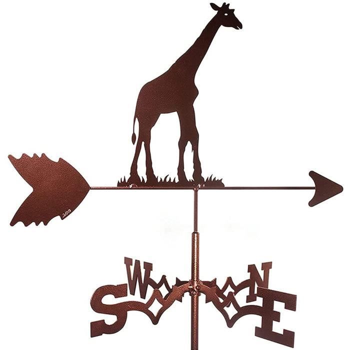 Girouette De Jardin Tête De Cerf En Métal Noir - 28x26cm - Pour Toit, Hangar, Décoration Extérieure