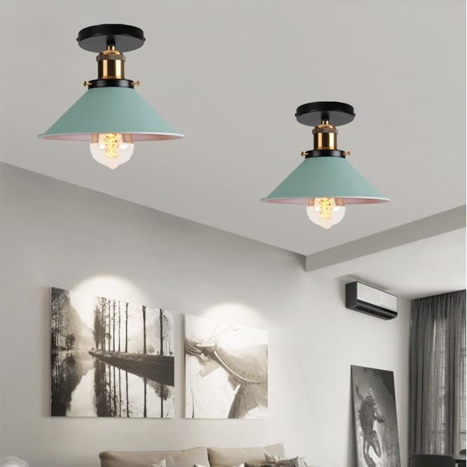 MOGOD 2Pcs Lampe de Plafonde Luminaire Industriel 22cm Vintage Lustre Plafonnier Cage en Métal Vert pour Cuisine Salon