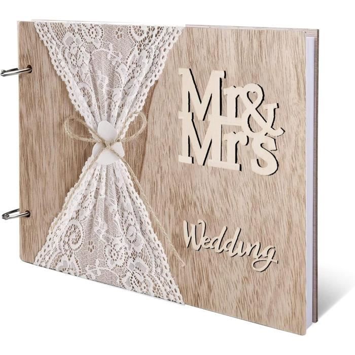 BETESSIN Livre D'Or Mariage 100 Pages 23x18cm - Couverture Rigide Titre Doré - Guest Book Anniversaire Baby Shower