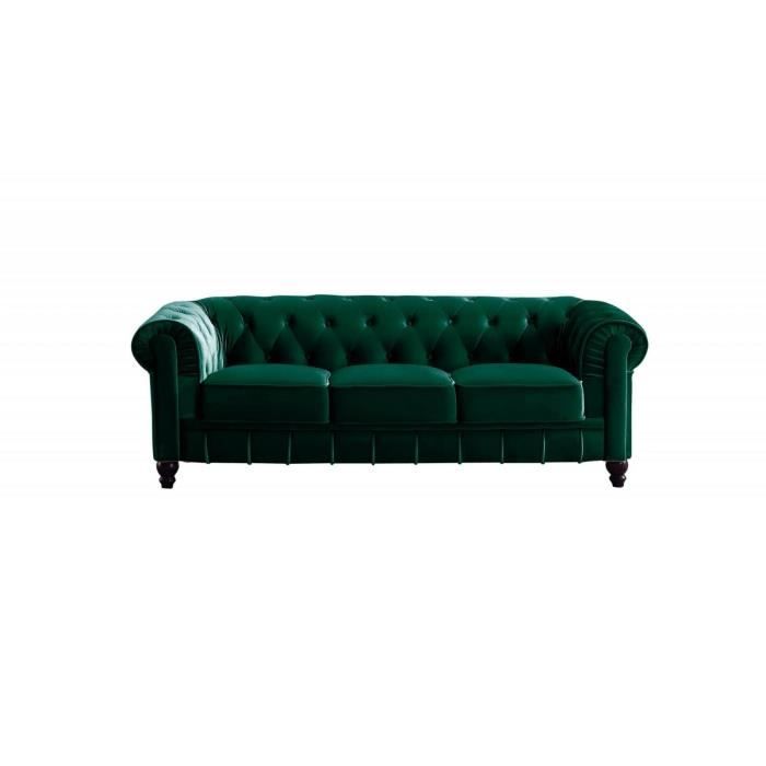 chesterfield - canapé chesterfield 3 places velours vert