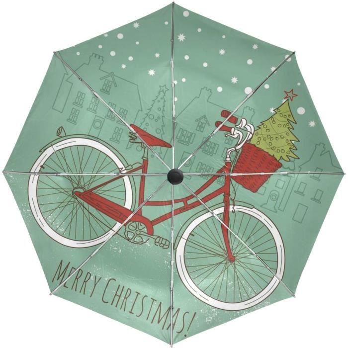 Wamika Parapluie Automatique Pour Vélo De Noël Motif Sapin De Neige Et