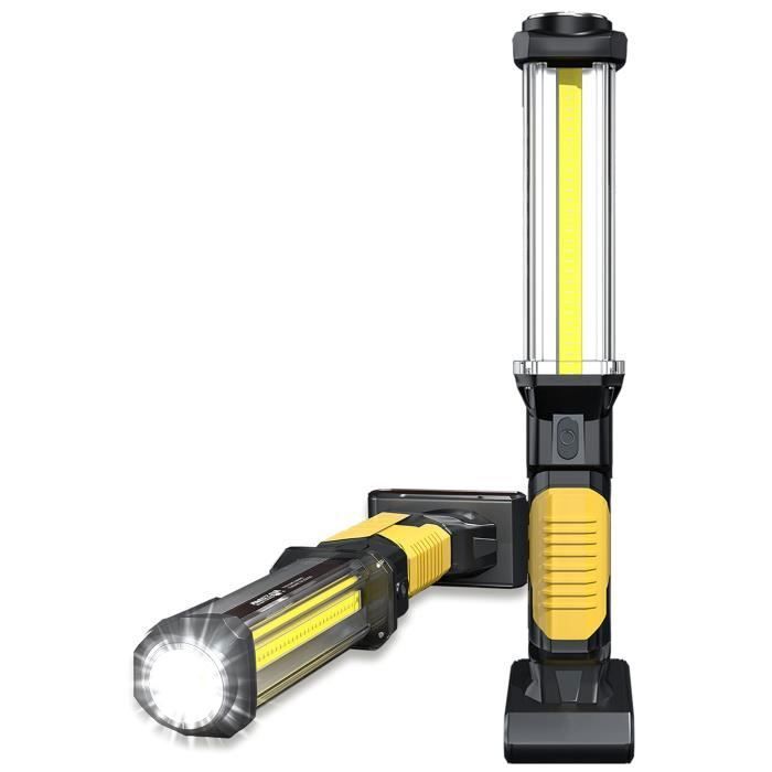 Lampe de Travail LED Rechargeable Lampe dinspection COB Torche Avec Magnétique Ultra Puissante
