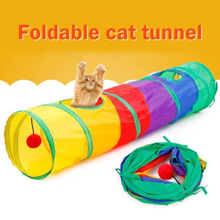 Tunnel amusant pour chat et chien pour animaux de compagnie 2 trous Tube de jeu Tube de tunnel de jeu pliant SD1005