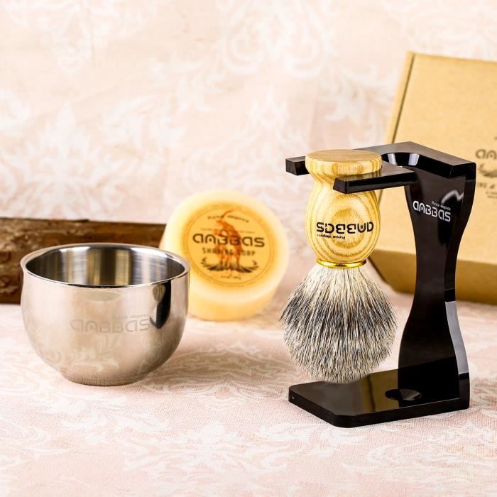 Kit De Rasage Homme En Bois - Rasoir, Bol, Savon Et Brosse En Poils De Blaireau - Haryali London