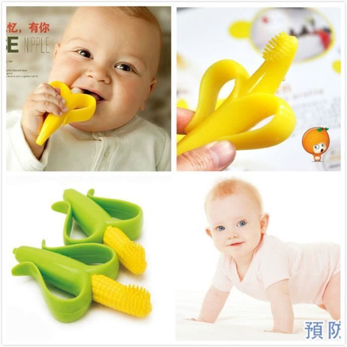 Juguetes Educativos Anneau De Dentition Pour Bebe Banane Silicone Souple Brosse A Dents A Macher Juguetes Otros