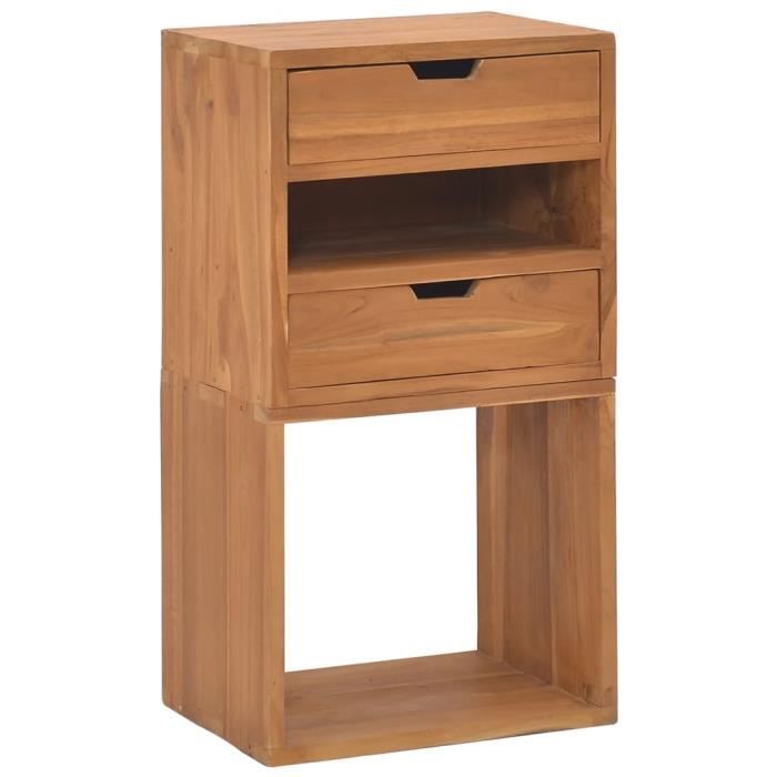 armoire de rangement en bois de teck massif - meuble rangement 40x30x76 cm - marron - ethnique - ailleurs