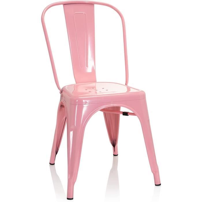 Tabouret Bistrot VANTAGGIO Blanc - Look Industriel - Empilable - Supporte 150 Kg - Métal