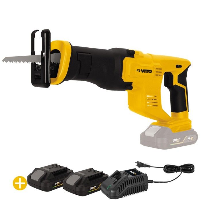 Scie Sabre Sans Fil DEWINNER 20V Avec Batterie 2.0Ah - Changement De Lame Sans Outil - Vitesse Variable 0-3000 Tr/min - Pour Bois Et Métal