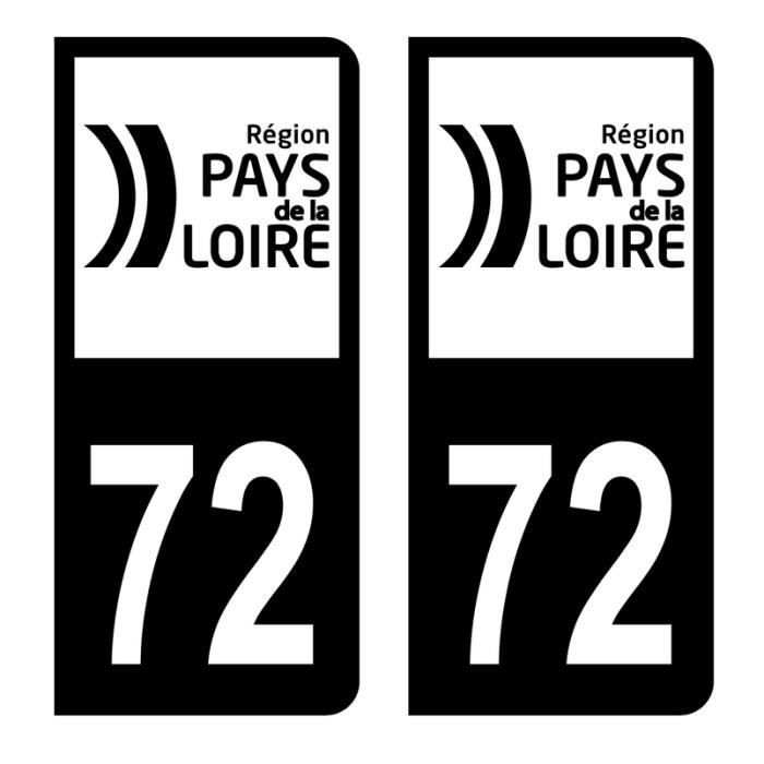 2 autocollants stickers plaque immatriculation voiture départements France