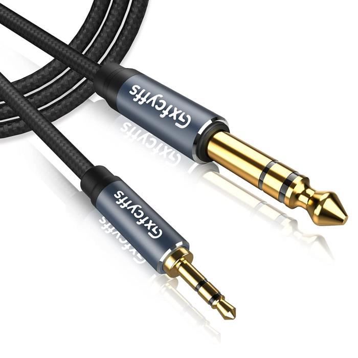 C ble jack 6 35mm vers 3 5mm st r o 5m nylon tress noyau cuivre