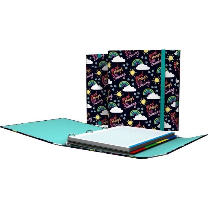 Classeur Miquelrius Carpebloc - Format A4, 4 Anneaux, 100 Feuilles à Carreaux 5x5 Mm - Fermeture Élastique, Design Spatial