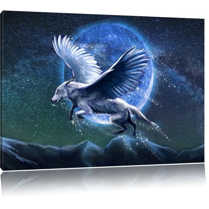 Loup Avec Des Ailes Photo Sur Toile Taille 120x80 Cm Peinture Murale Art Print Pret Couvert Lfy10009 120x80 Cdiscount Maison