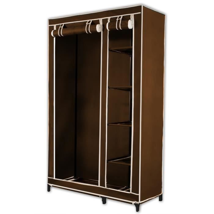Armoire penderie meuble de rangement brun Cdiscount Maison