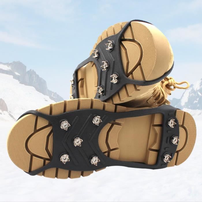 Crampons universelles 18 dents acier glace Grips anti-dérapant neige et  glace Traction crampons chaussure chaînes coffre-f ( Bo66554