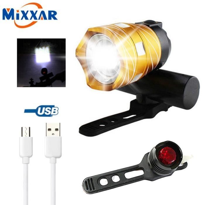 Phare De Vélo Solaire Rechargeable - 2 LED 100 Lm - Batterie 800 MAh - Étanche - Affichage Numérique - Pour VTT Et Vélo De Route