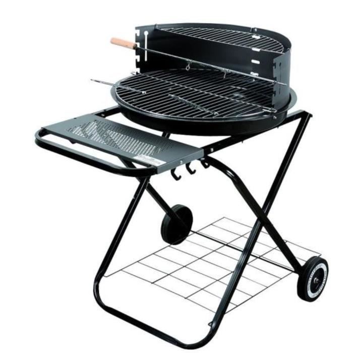 Barbecue rond à roulettes 54 cm charbon jardin Master Grill MG925