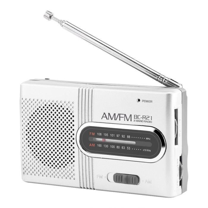 Radio portable AM FM Lecteur de musique haut-parleur stéréo universel mini radio avec antenne télescopique-HEN