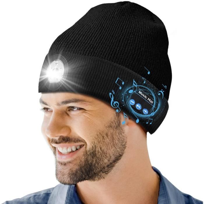 Cadeau Homme, Bonnet Bluetooth avec LED Lampe, Calendrier De L