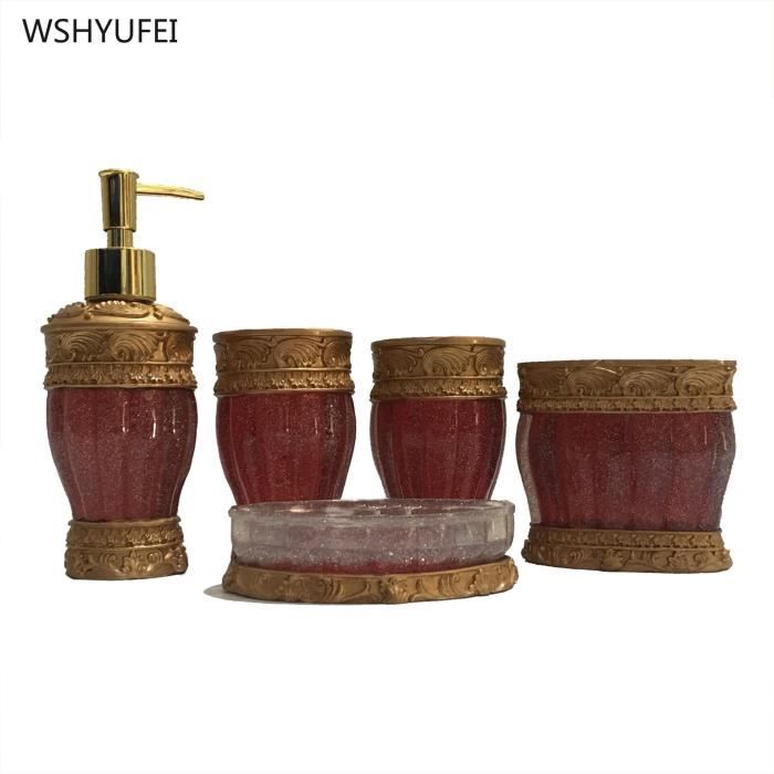 N / C Lot De 4 Accessoires De Salle De Bain En Résine Comprenant Un