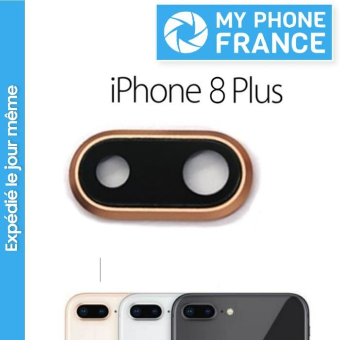 Vitre Cache Caméra pour IPHONE 8 PLUS-+ OR-ROSE Lentille en verre avec cadre Photo Arrière