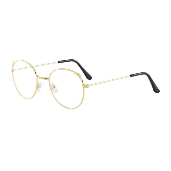 Lunettes 2020 nouvelle mode simple unisexe chat oreille ronde plaine lunettes pour hommes femmes cadre en metal anti bleu Type Or Cdiscount Bijouterie