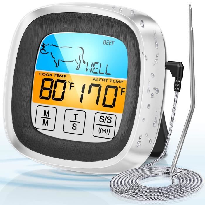 Aigostar Elliott - Thermometre Cuisine numérique/minuteur de cuisine, Sonde  Temperature, Thermomètre à Viande, Écran LCD Rétroéclairé, Fonction
