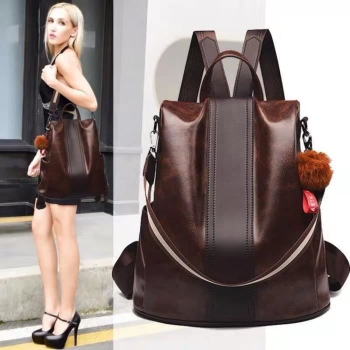 Sac à Dos Femme élégant En Cuir PU - Antivol, Petit Format 33x29x7.5cm, Idéal Quotidien