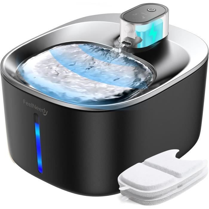 Meilleurs prix pour Fontaine à Eau pour Chat à Pile Sans Fil Avec Détecteur de Movement, 4L, en Acier, Silencieuse Sans Cable Electricite sur 4000mAh