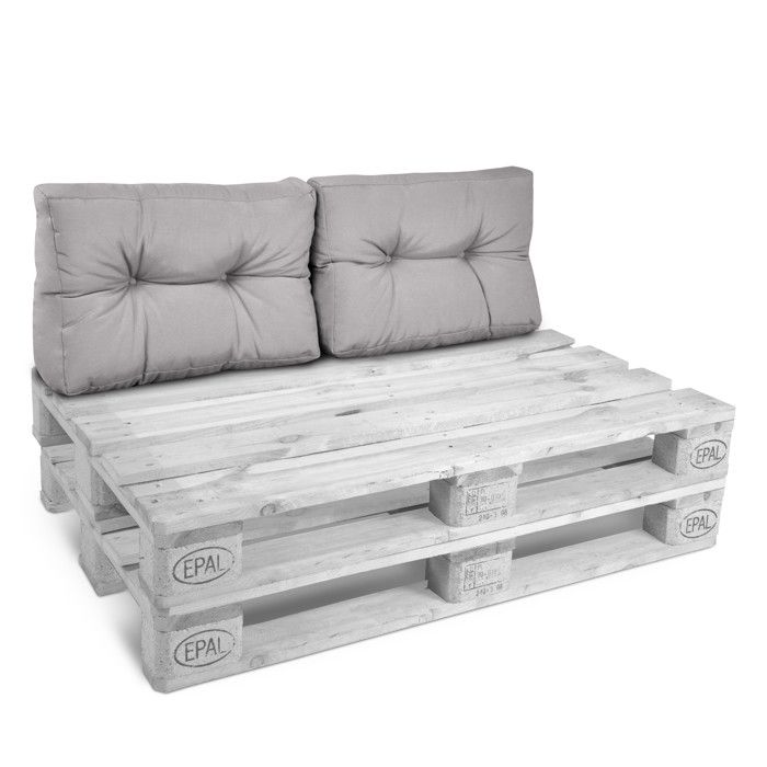 2X Coussins de dos de palette Outdoor Eco Style 60x40cm Gris clair 2X Coussins de dos de palette Outdoor Eco Style 60x40cm Gris clair