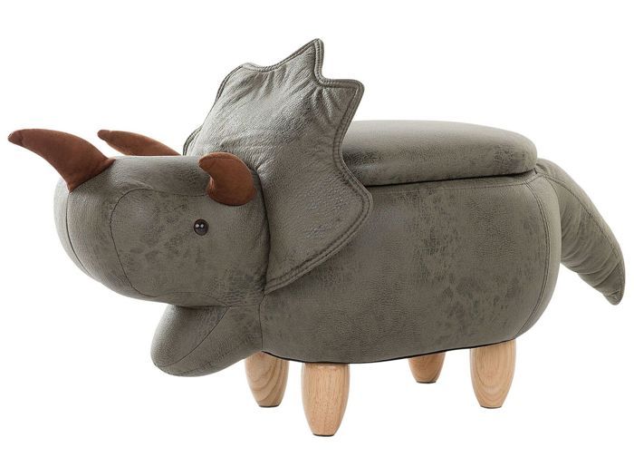 Tabouret enfant en tissu vert foncé TRICERATOPS