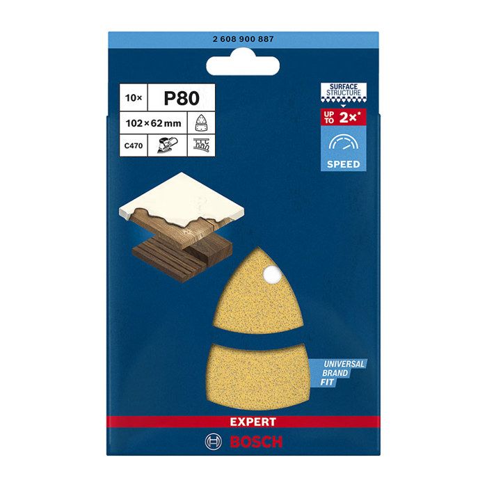 Bosch du papier de verre Expert C470 avec des trous 11 pour ponceuses 102 x 62 mm 93 mm 80 g 10 pcs. - vue 2