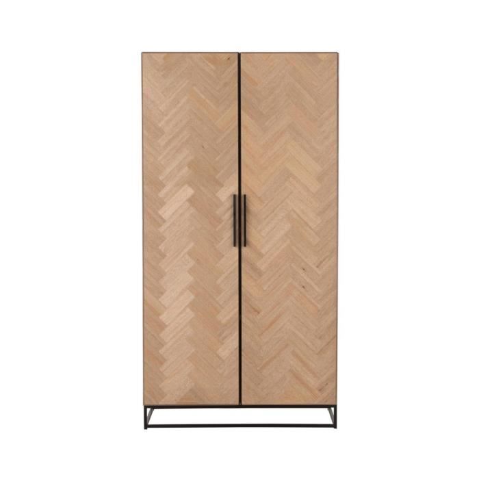 Armoire haute avec 2 portes zigzag en bois et métal noir 95 cm X 42,5