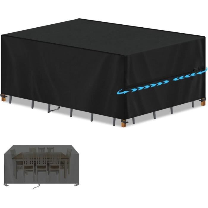 Housse Salon De Jardin,420D Oxford Rectangulaires Anti-UV Imperméable Bâche Couverture Jardin,pour Chaise Table Canapé Jardin Patio Table-Black| 115x115x70cm