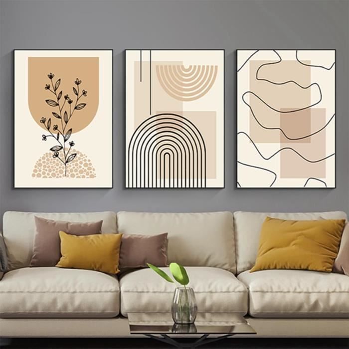 HMDKHI Image géométrique moderne en ligne, ensemble d'images abstraites salon chambre poster papier peint décoration d'art, sans cadre (peinture murale-8,40 x 60 cm x 3
