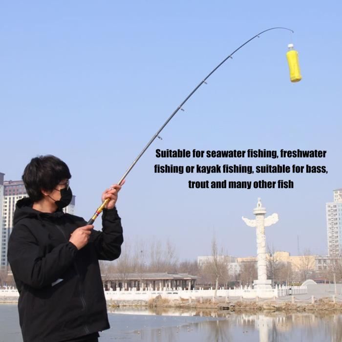 Ruilogod Canne à Pêche Portable Télescopique Carbone Loin Lancer Mer Canne à Pêche Sans Moulinet