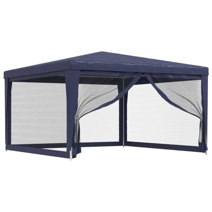 Tente de fête - DUOKON - 4x4 m - 4 parois latérales en maille - Résistante à leau - Abri contre le soleil