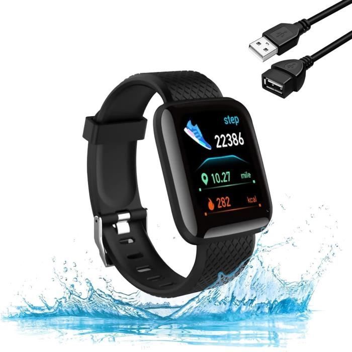 Montre Connectée Femme Homme, Montre Sport Podomètre Fitness Tracker D