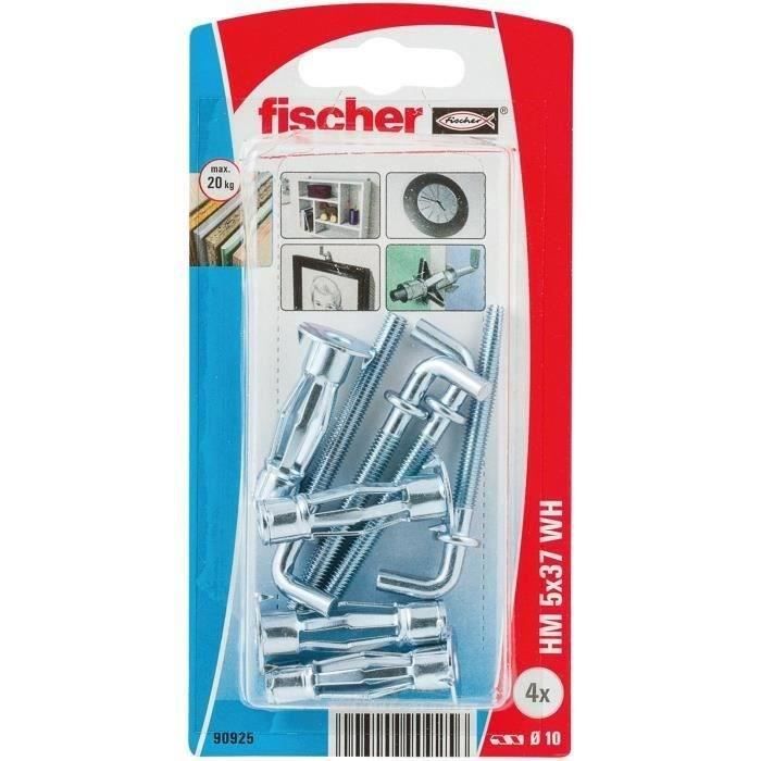 FISCHER - Blister de 4 Chevilles corps creux crochet hm 5x37h