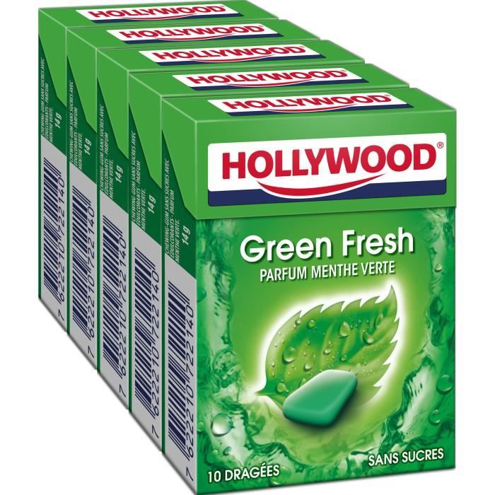Hollywood GreenFresh chewing-gum menthe sans sucres 70g - Cdiscount Au  quotidien