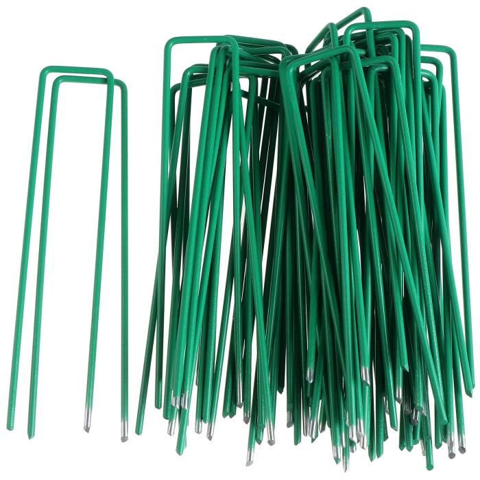 50PCS Piquets de Fixation Ø3mm en Acier Galvanisé, Agrafes pour Toile de Paillage, Sardine Piquet Terre pour Jardin Tent