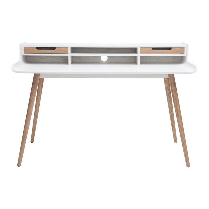 Miliboo - Bureau avec rangements scandinave blanc et bois clair L140 cm OPUS