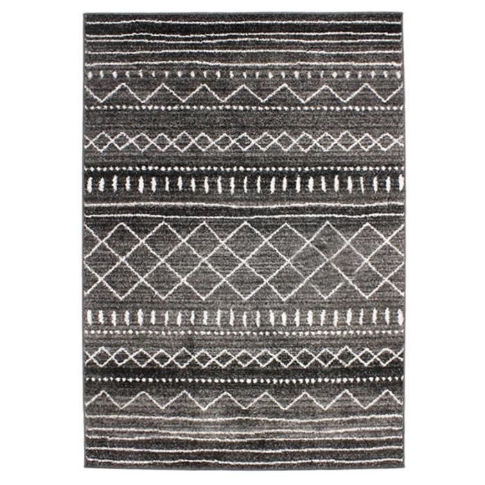 FLORA Tapis Ethno maroc 133x190 cm Noir