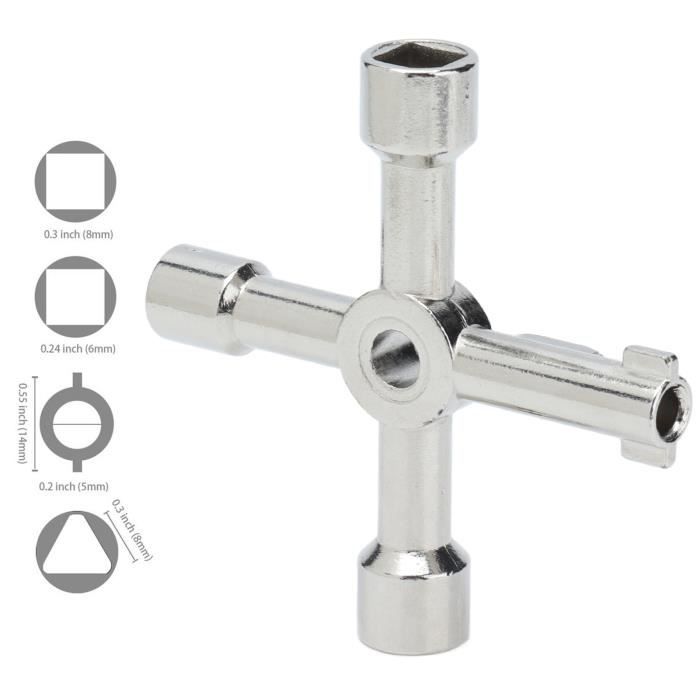 EJ.life Clé D'armoire électrique Clé Utilitaire En Alliage De Zinc 4 En 1 Outil à Main