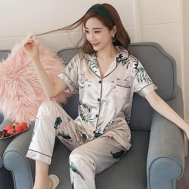 Combinaison Pyjama Satin Femme