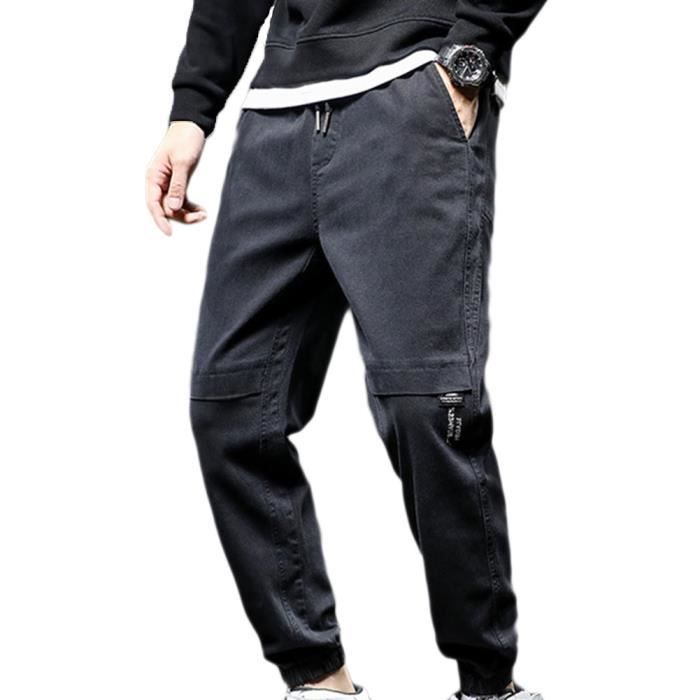 Hommes Pantalon Taille Élastique Lâche Grande Taille Pantalon Sarouel  Ouverture Cheville Réglable Respirant Pantalon,Noir