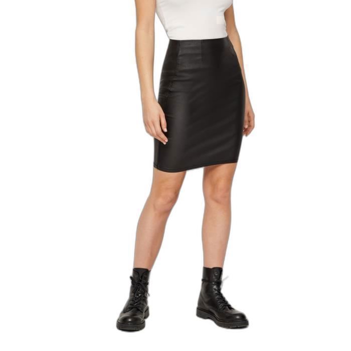 Jupe enduit femme - Pieces Paro - Noir - Taille haute - Coupe ajustée - Tissu extensible Jupe enduit femme - Pieces Paro - Noir - Taille haute - Coupe ajustée - Tissu extensible
